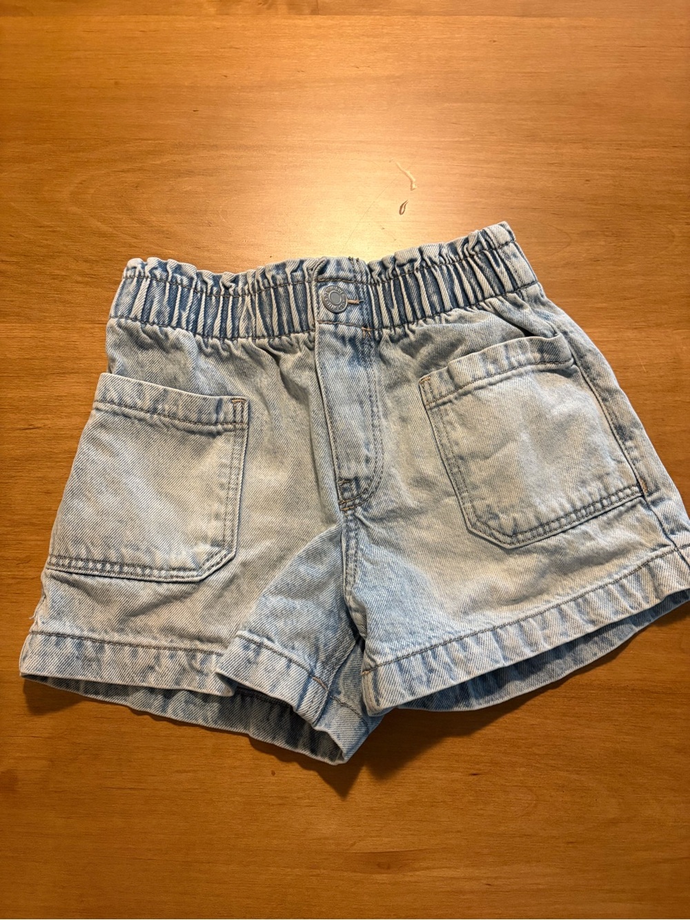 H&M Girls Light Wash Denim Shorts with Ruched Waist